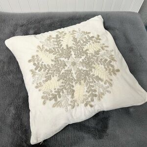 Pottery Barn Winter Wreath Snowflake velvet pillow